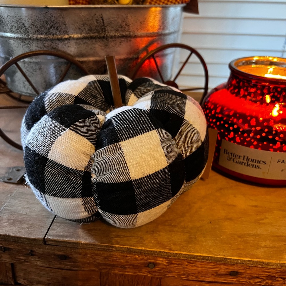 Plaid Fabric Pumpkin Decoration